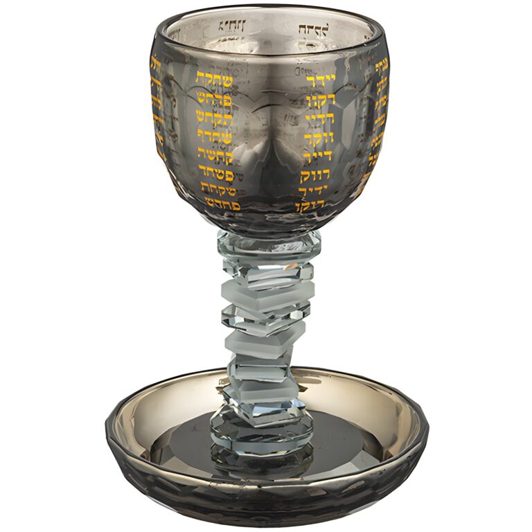 Crystal Kiddush Cup 16 cm Contain 100ml // 3.4oz - Black
