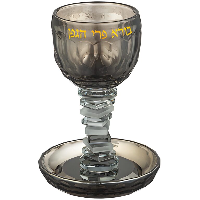 Crystal Kiddush Cup 16 cm Contain 100ml // 3.4oz - Black