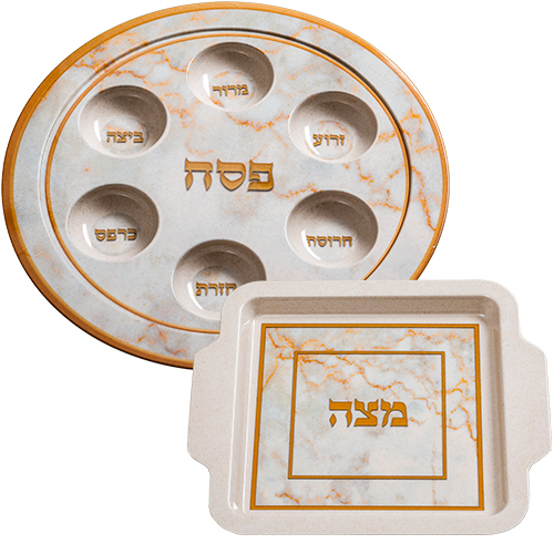 Bambo Passover and Matzah Plates- Marble