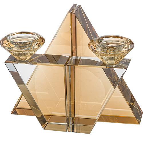 Crystal Magen David Candlesticks 17 cm