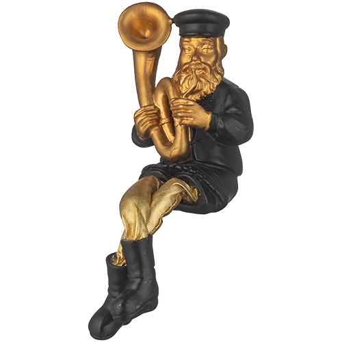 Polyresin Sitting Hassidic Figurine with Cloth Legs 25 cm- Tuba Player