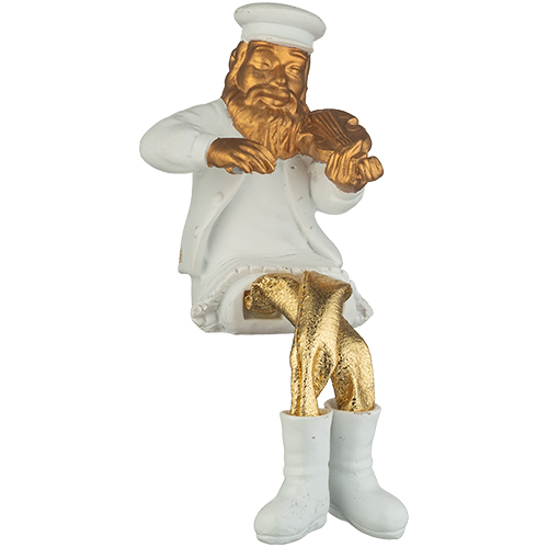 Polyresin Sitting Hassidic Figurine with Cloth Legs 25 cm- Fiddler