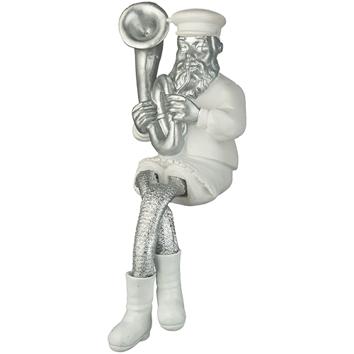 Polyresin Sitting Hassidic Figurine with Cloth Legs 25 cm- Tuba Player