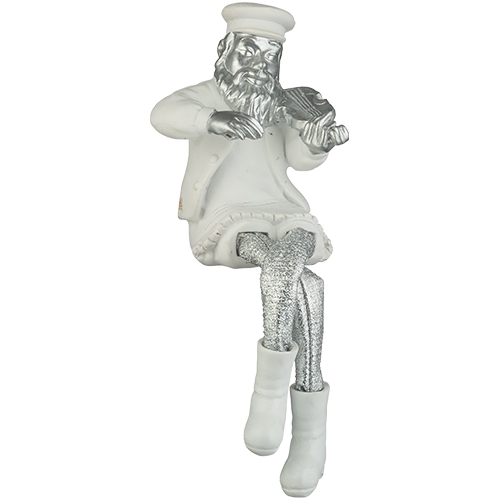 Polyresin Sitting Hassidic Figurine with Cloth Legs 25 cm- Fiddler