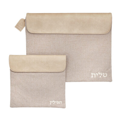 סט טלית ותפילין מבד פשתן 36*29 ס"מ
