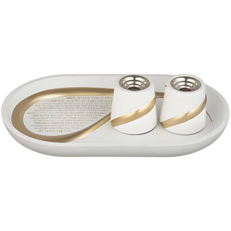 Polymer set Tray and pair of Candlesticks