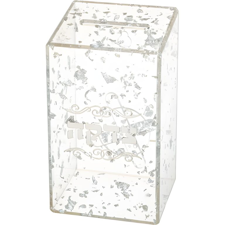 Lucite Tzedakah Box - Silver
