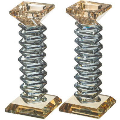 Pair of Crystal Elegant Candlesticks 17.5 cm