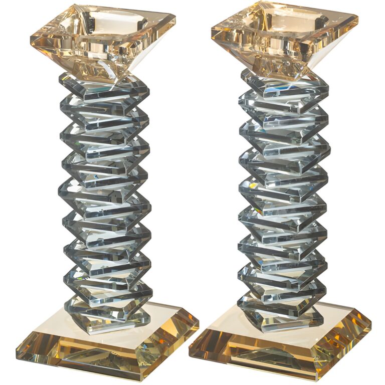 Pair of Crystal Elegant Candlesticks 17.5 cm
