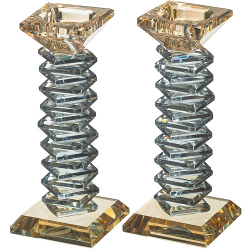 Pair of Crystal Elegant Candlesticks 17.5 cm