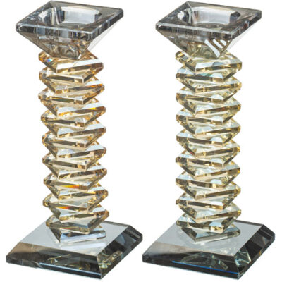 Pair of Crystal Elegant Candlesticks 17.5 cm