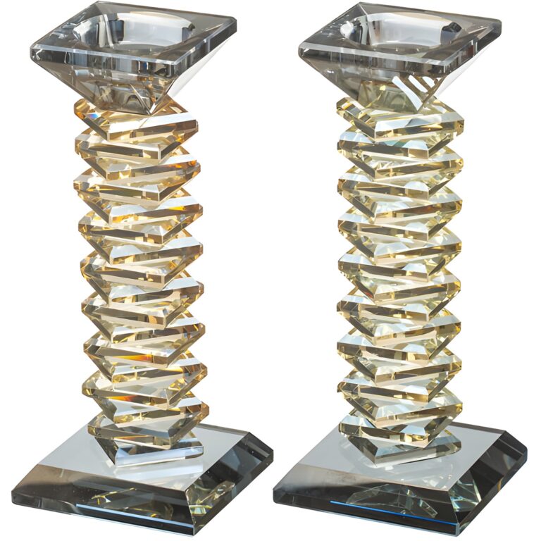 Pair of Crystal Elegant Candlesticks 17.5 cm
