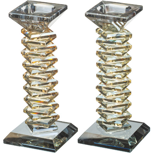 Pair of Crystal Elegant Candlesticks 17.5 cm