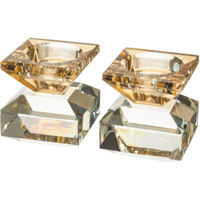 Pair of Crystal Elegant Candlesticks 7 cm