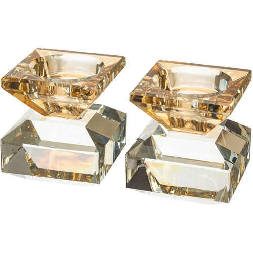 Pair of Crystal Elegant Candlesticks 7 cm