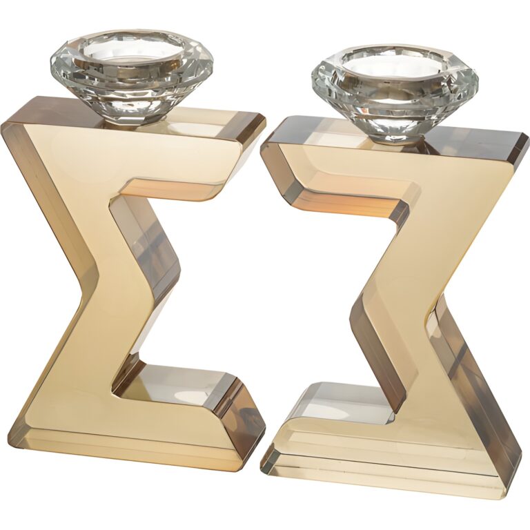 Crystal Magen David Candlesticks 17 cm