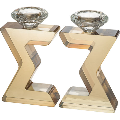 Crystal Magen David Candlesticks 17 cm
