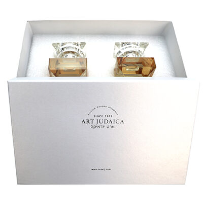 Set of Crystal Elegant Candlesticks and Tray