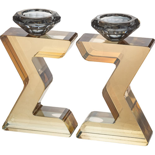 Crystal Magen David Candlesticks 17 cm