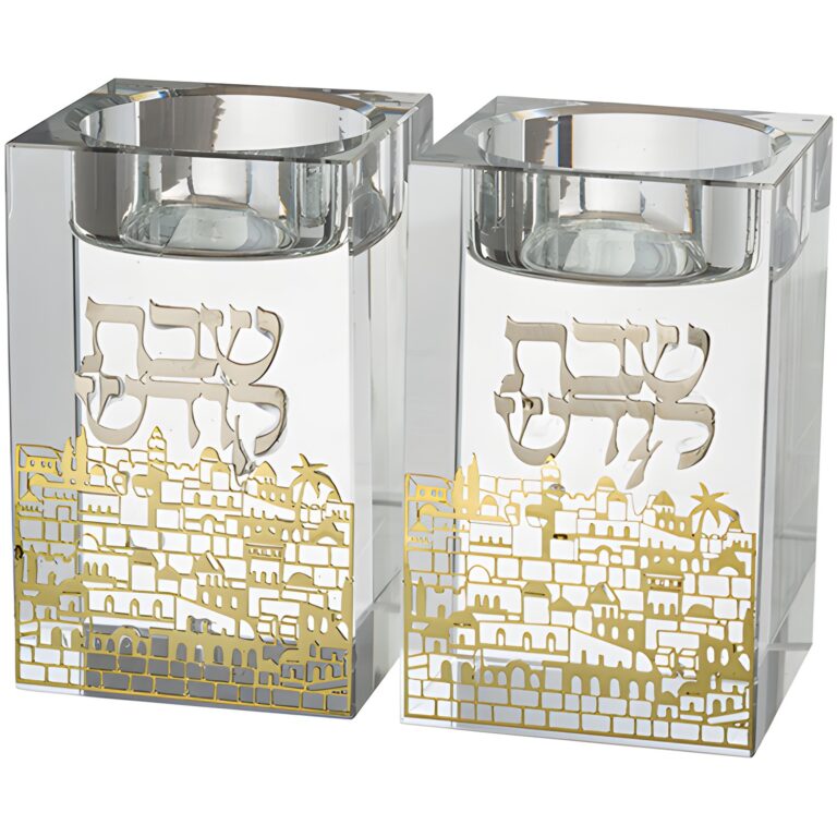 Crystal Candlesticks 8 cm with Metal Plaque
