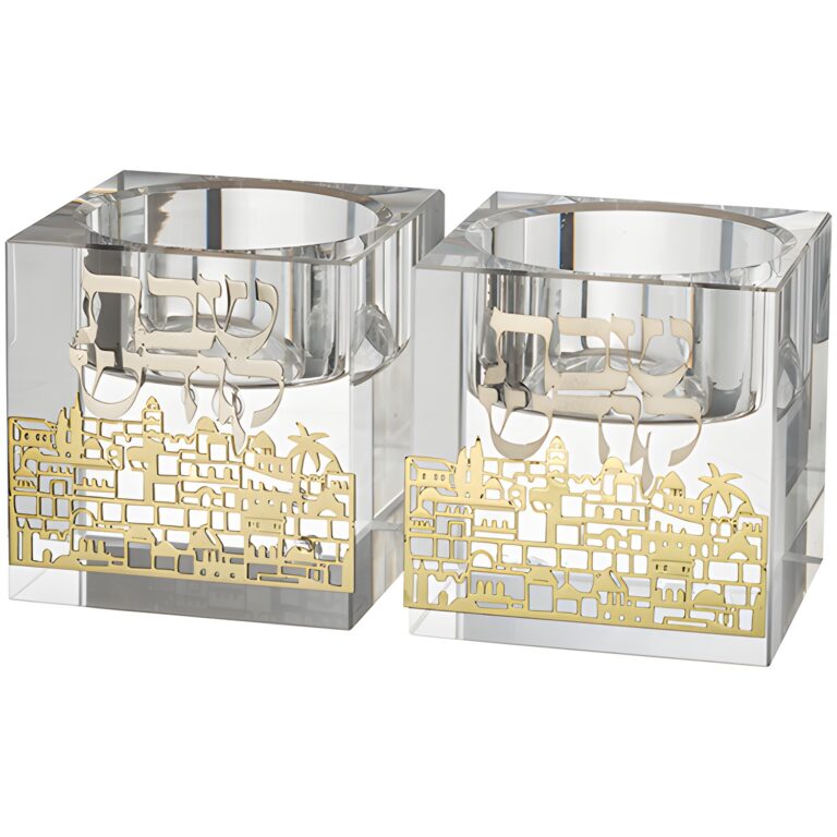 Crystal Candlesticks 5 cm with Metal Plaque