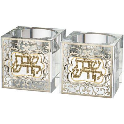 Crystal Candlesticks 5 cm with Metal Plaque