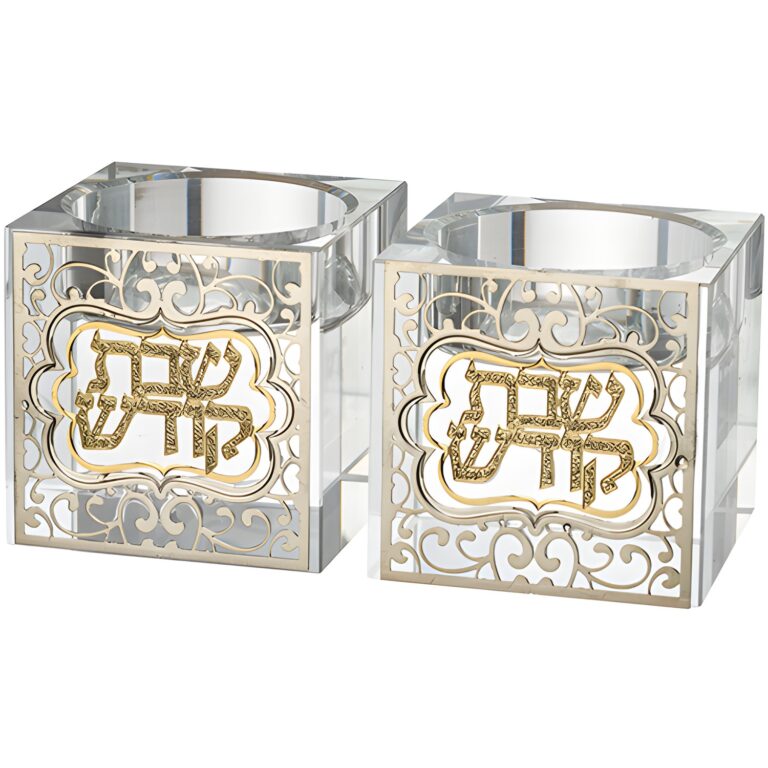Crystal Candlesticks 5 cm with Metal Plaque