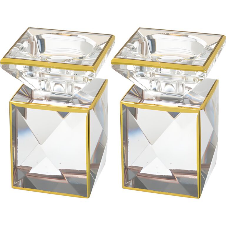 Pair of Crystal Elegant Candlesticks 9 cm