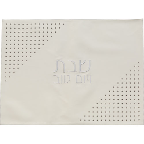 כיסוי חלה דמוי עור ניטים לבן 6145 ס"מ