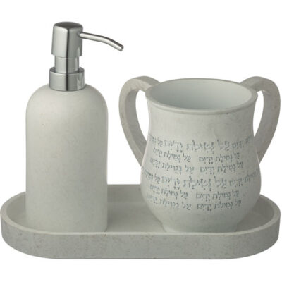 Polymer Set of Washing Cup & Soap Dispenser & Tray