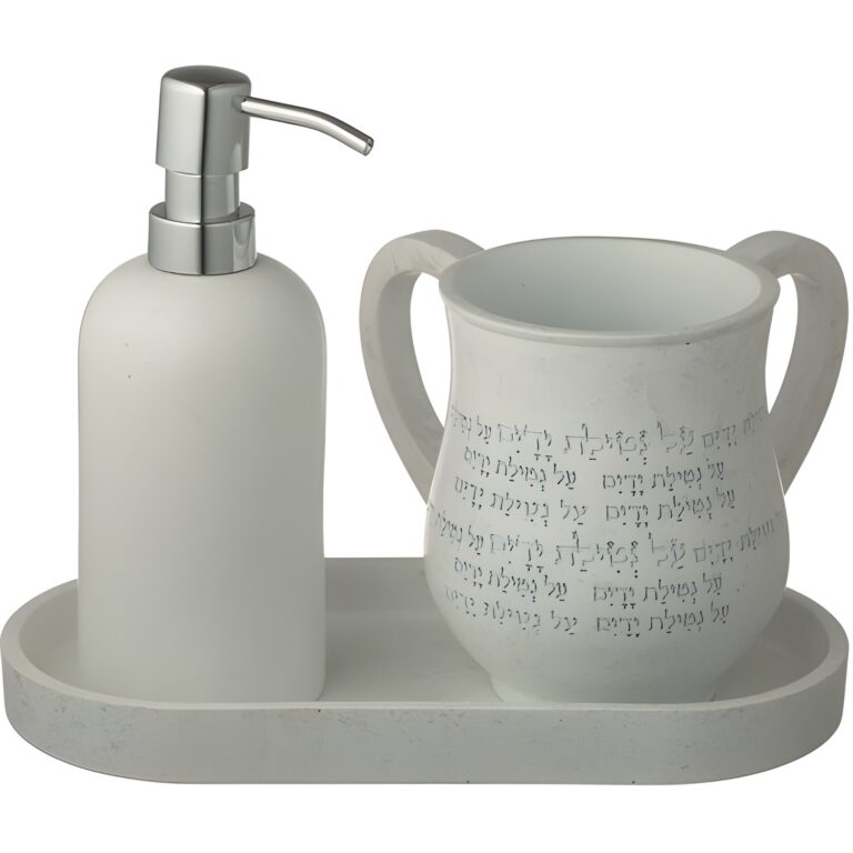 Polymer Set of Washing Cup & Soap Dispenser & Tray