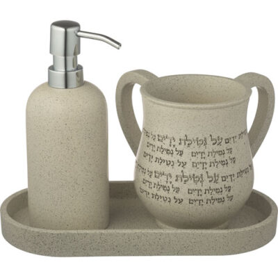 Polymer Set of Washing Cup & Soap Dispenser & Tray