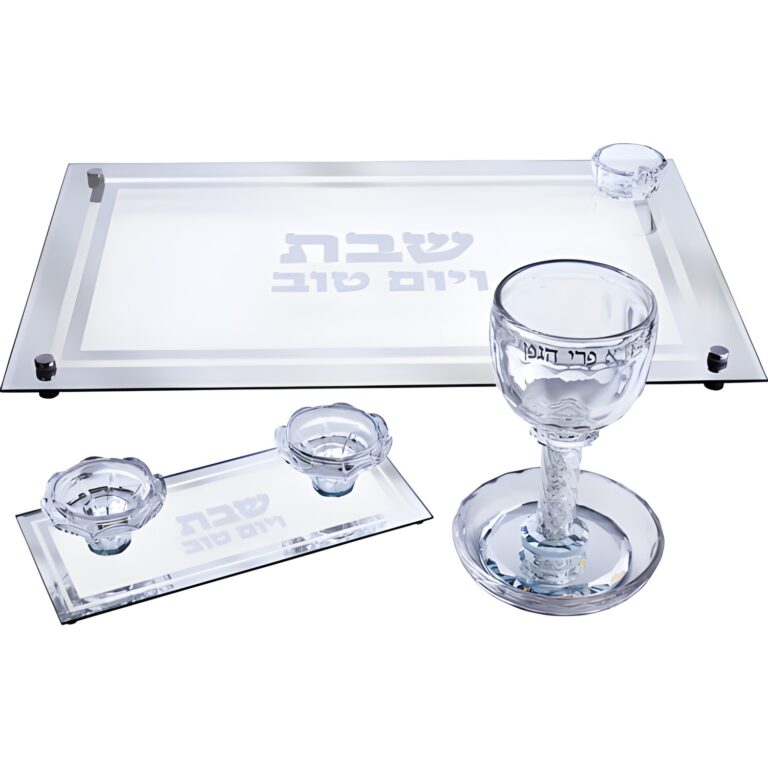 Crystal Set of Candlesticks ++ Kiddush Cup ++ Challah Tray