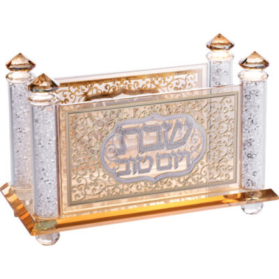 מחזיק מפיות קריסטל עם פלטת מתכת 10*17 ס"מ