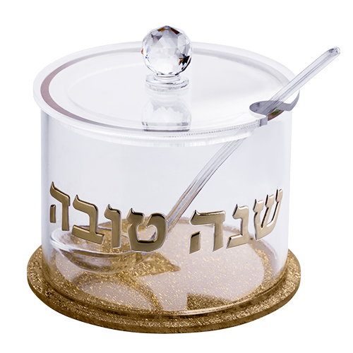 כלי לדבש פרספקס גימור זהב 8.5 ס"מ