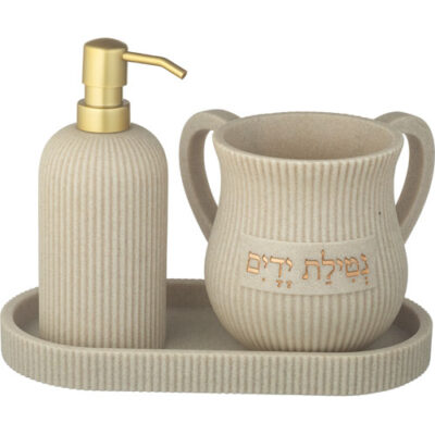Polymer Set of Washing Cup & Soap Dispenser & Tray