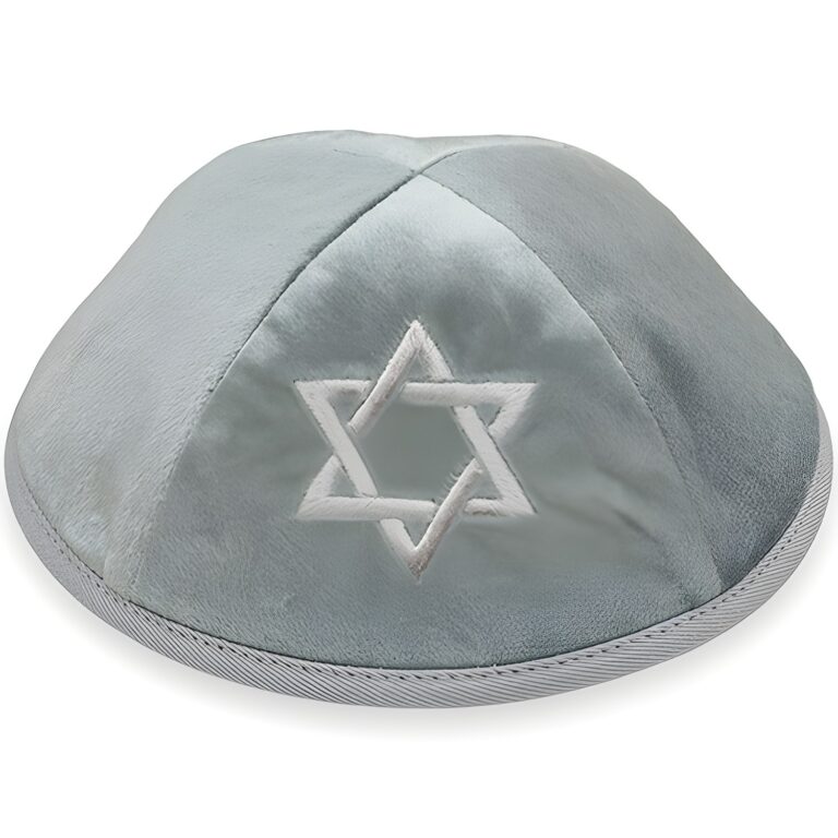 Velvet Kippah with Embroidery Size 4- Light Green