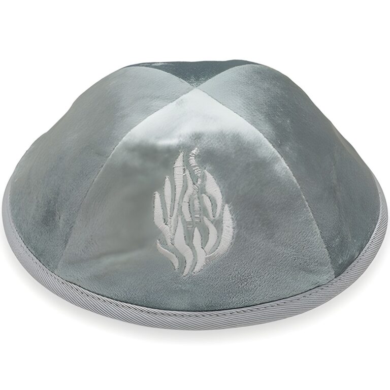 Velvet Kippah with Embroidery Size 4- Light Green