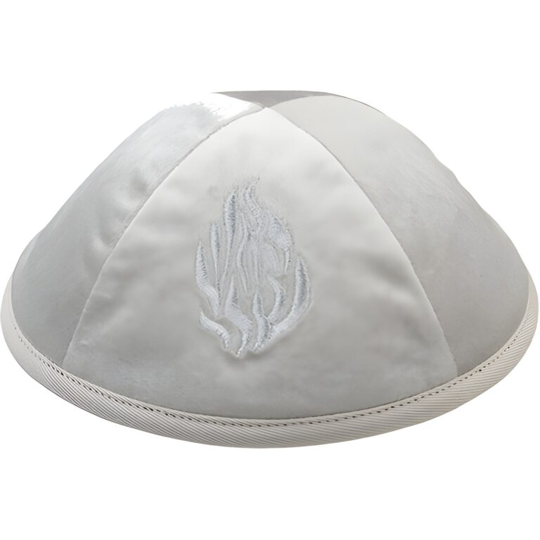 Velvet Kippah with Embroidery Size 4- Light Gray