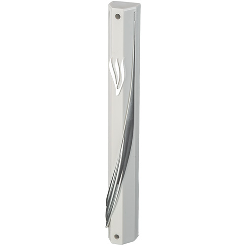 Plastic White Mezuzah with Rubber Cork 15 cm