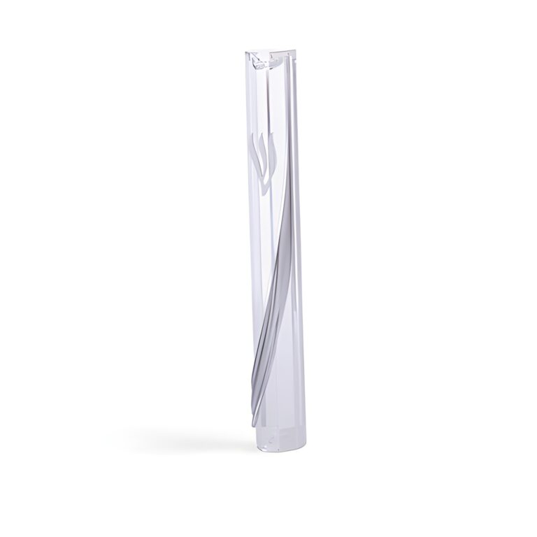 Plastic Clear Mezuzah with Rubber Cork 12 cm - Silver