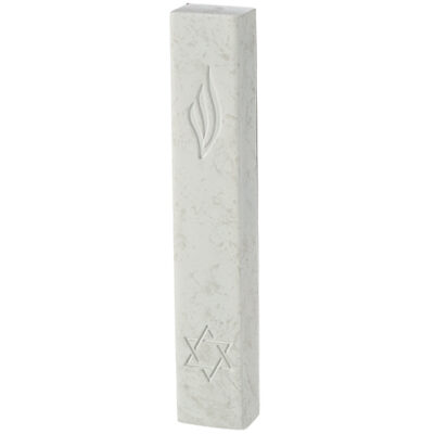 Concrete-like Polymer Mezuzah 12 cm - White