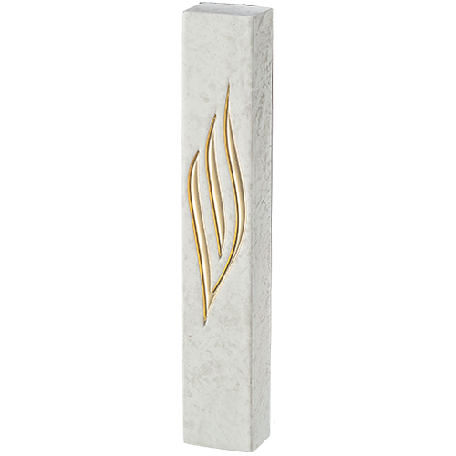 Concrete-like Polymer Mezuzah Golden Shin 12 cm