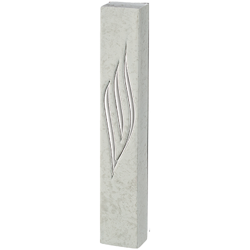 Concrete-like Polymer Mezuzah Silver Shin 15 cm