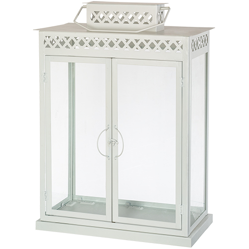 Aluminium and Glass Menorah Box 55*30*60 cm - White