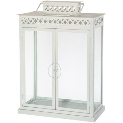Aluminium and Glass Menorah Box 55*30*70 cm - White