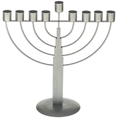 Metal "String" Hanukiah 30 cm - Semi Round