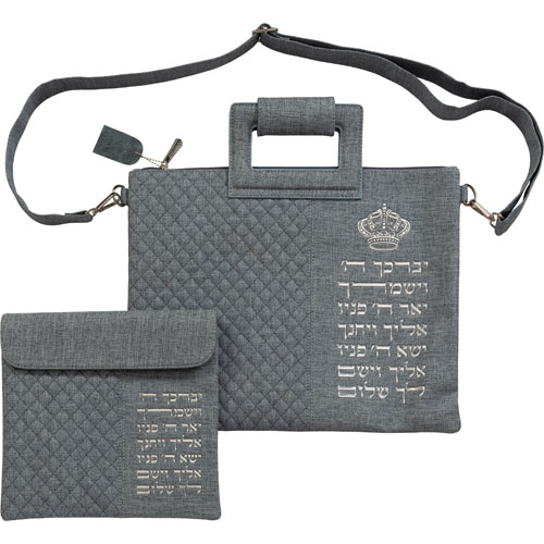 Leather Like Talit - Tefilin Set 36*29 cm with Bold Embroidery