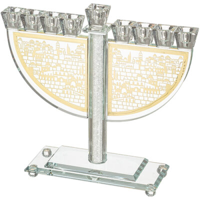 Crystal Menorah 23 cm with Metal Plaque