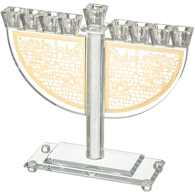 Crystal Menorah 23 cm with Metal Plaque